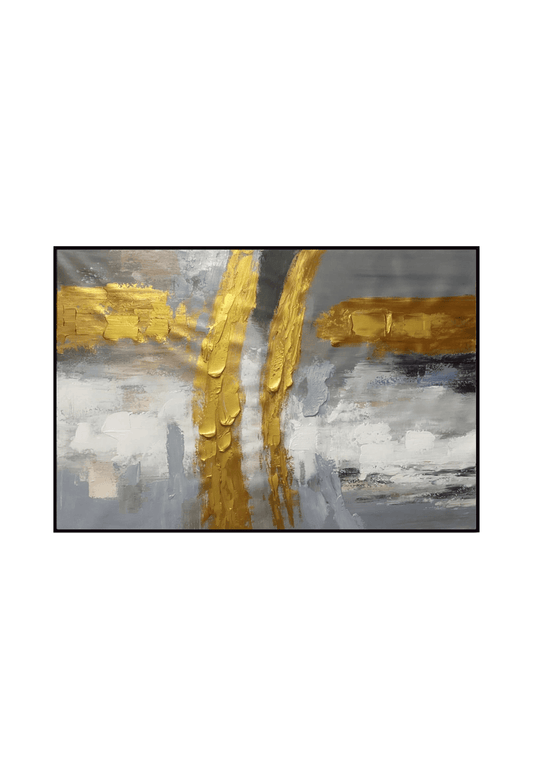 HP051 Abstract Gray and Gold Hand-Painted Wall Decor