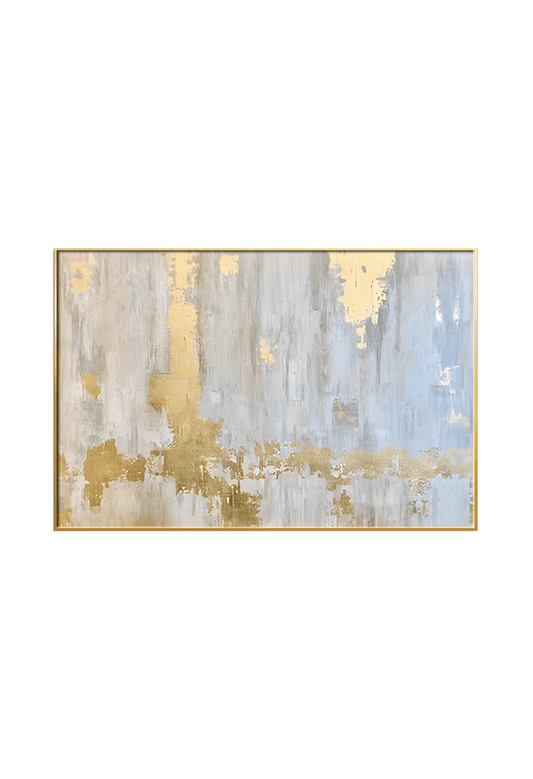 CP115 Gold and White Abstract Canvas Print Wall Decor