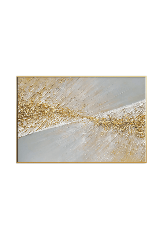 CP116 Gold and White Abstract Canvas Print Wall Decor