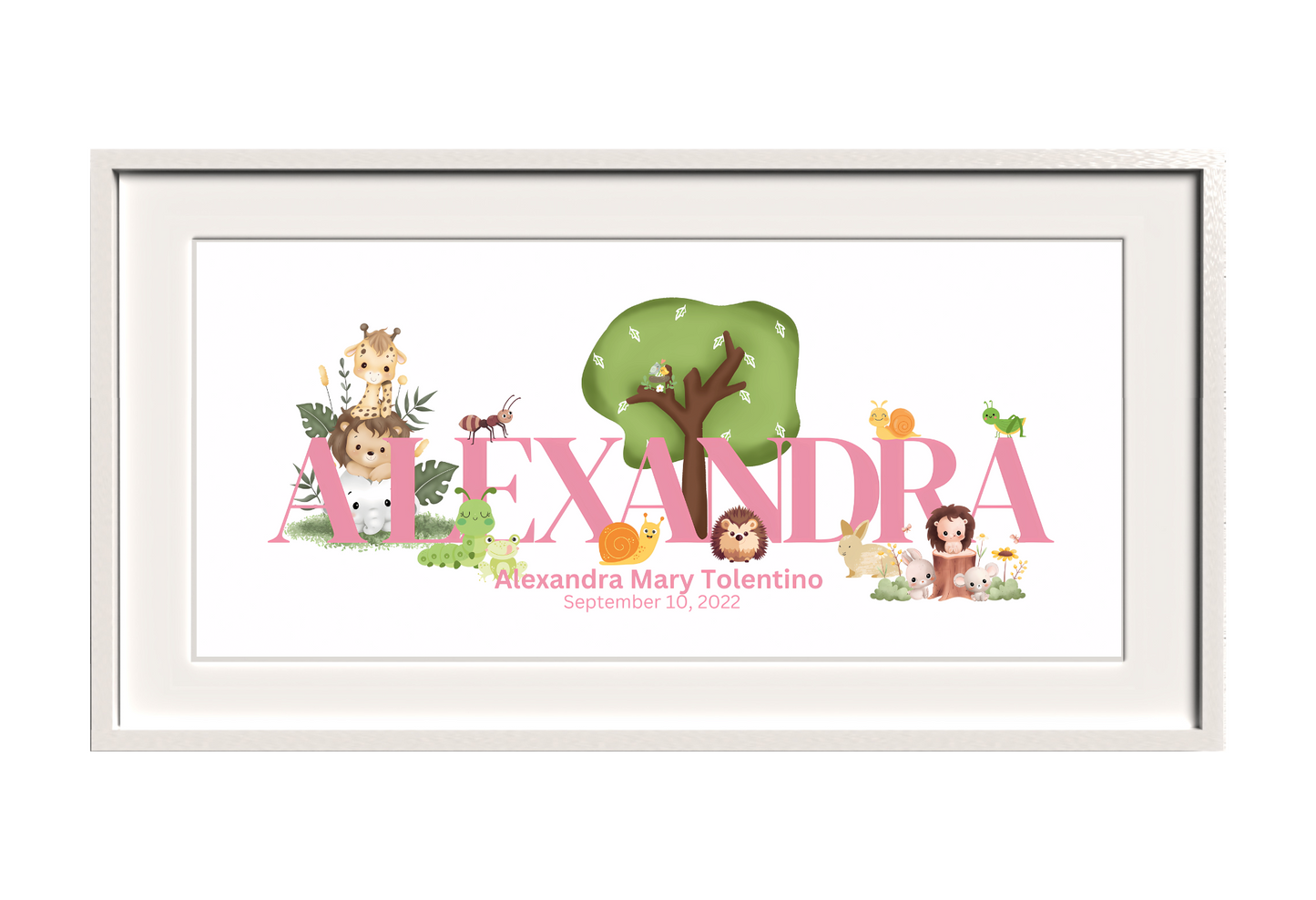 Personalized Kids Name Art Zoo Animals