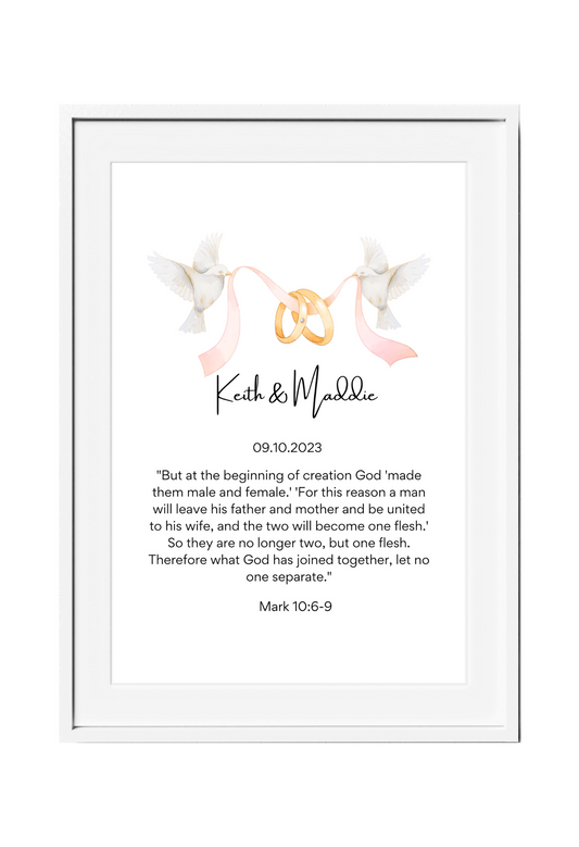 Personalized Couple Wall Art with Bible Verse