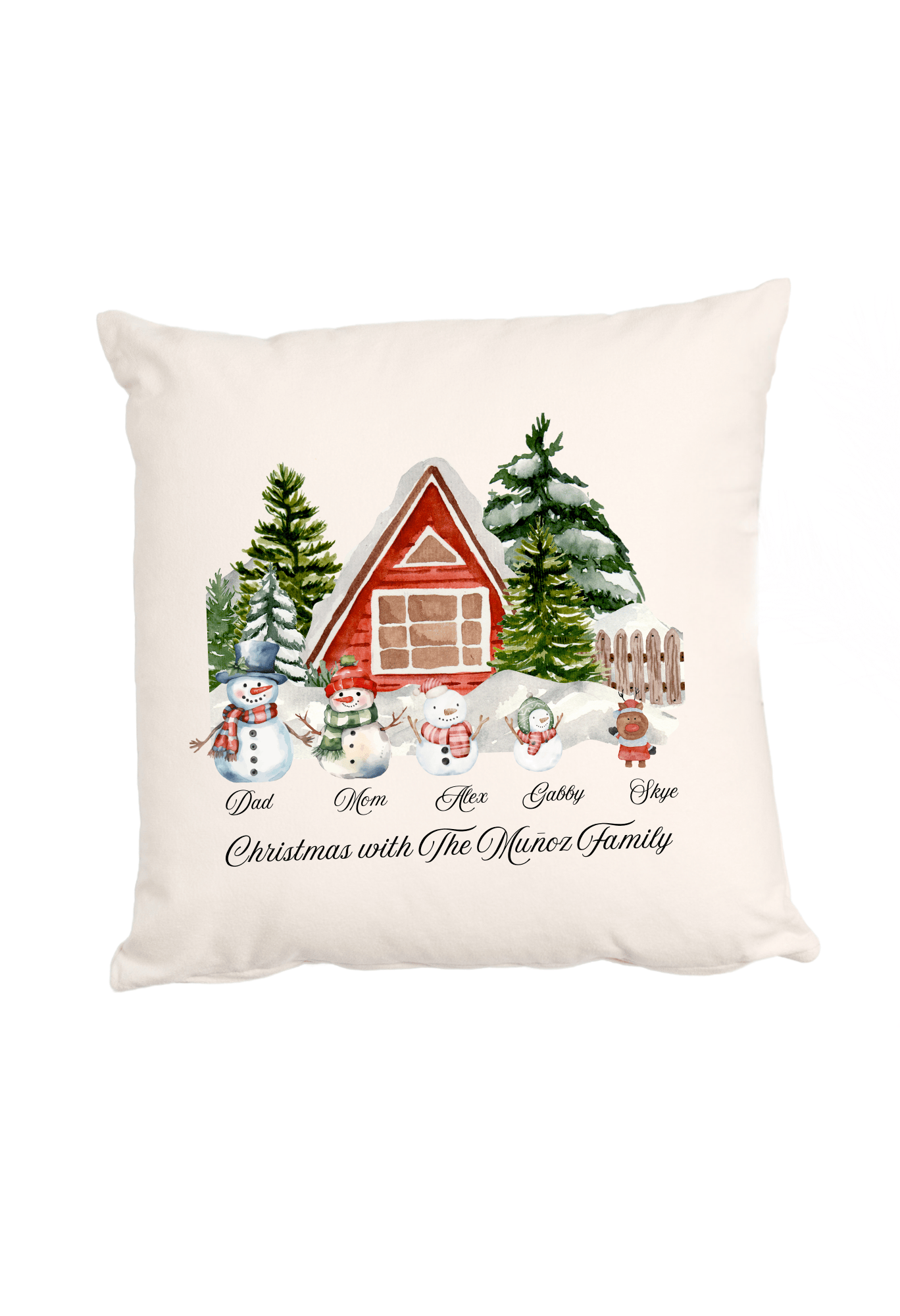 Personalized Christmas Family Cushion Cover (Pillow Insert Not Included)