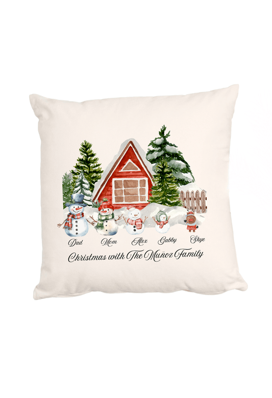 Personalized Christmas Family Cushion Cover (Pillow Insert Not Included)