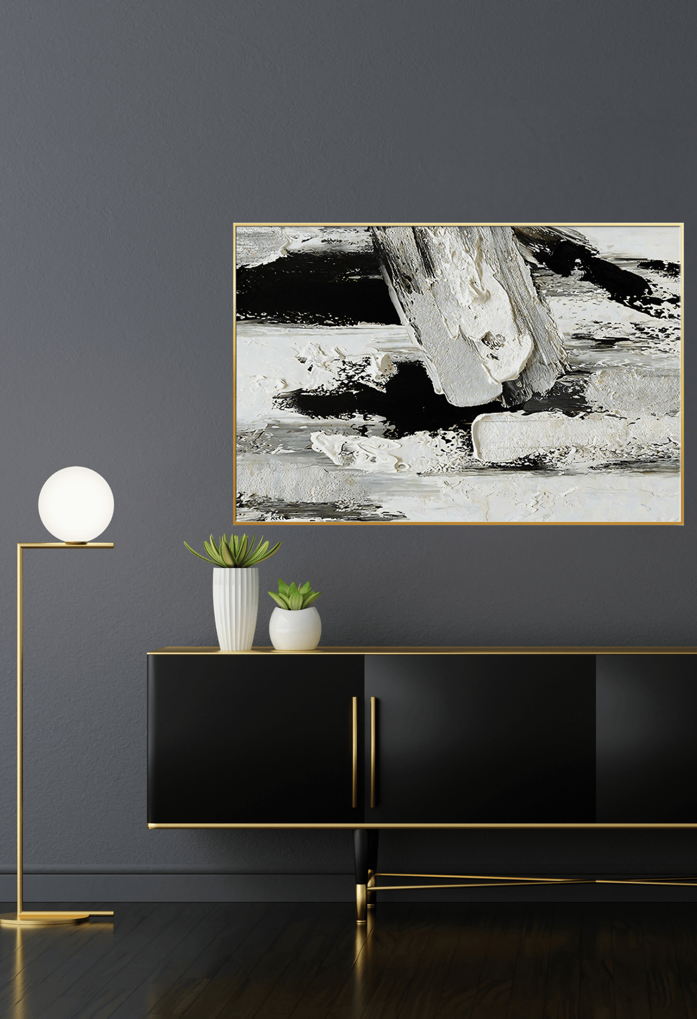 CP120 Black and White Abstract Canvas Print Wall Decor