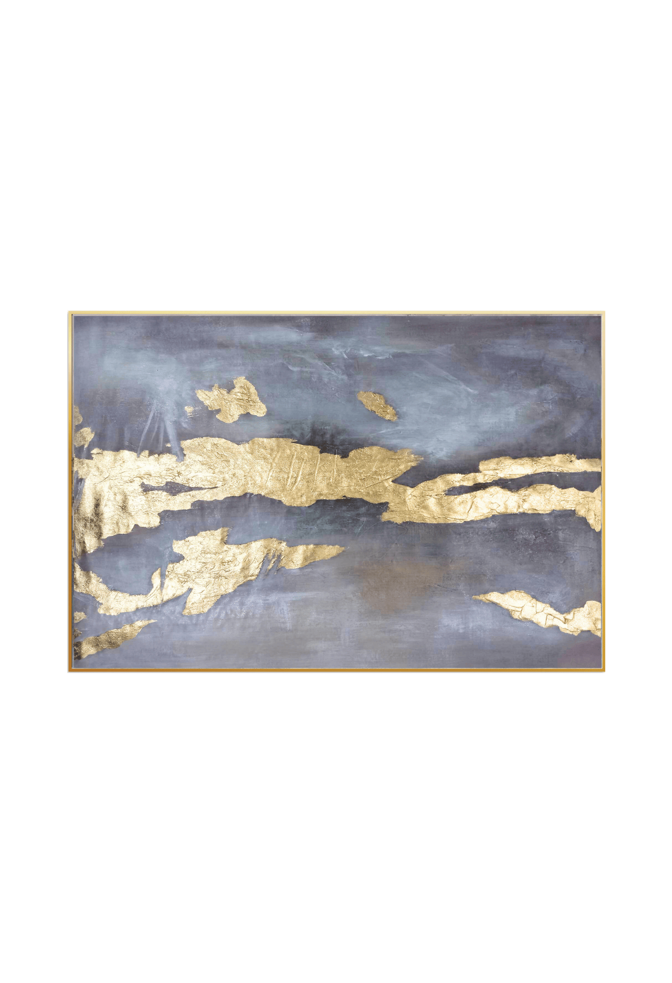 HP020 Abstract Minimalist Gray With Gold Foil Hand-Painted Wall Decor