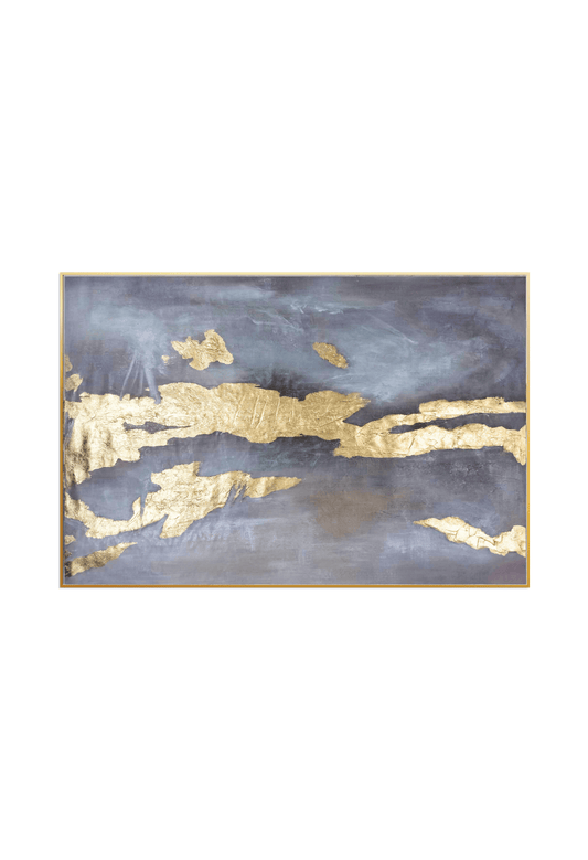 HP020 Abstract Minimalist Gray With Gold Foil Hand-Painted Wall Decor