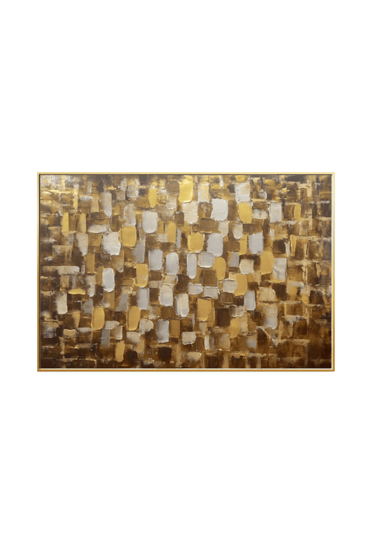 HP035 Abstract Gray With Gold Foil Hand-Painted Wall Decor