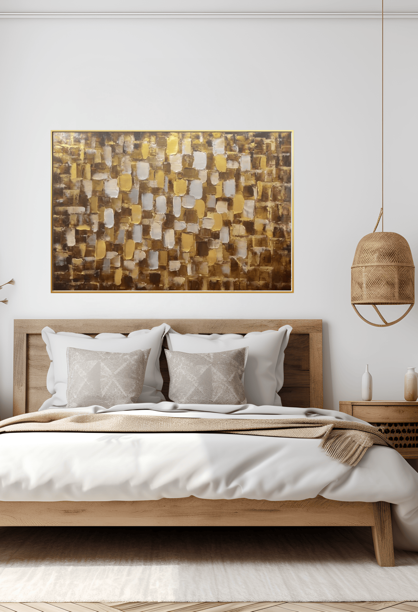 HP035 Abstract Gray With Gold Foil Hand-Painted Wall Decor