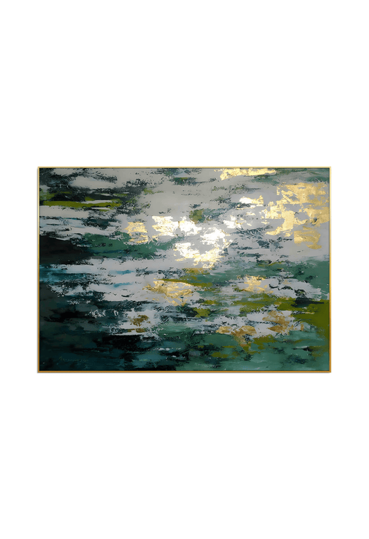 CP144 Gold and Green Abstract Canvas Print Wall Decor