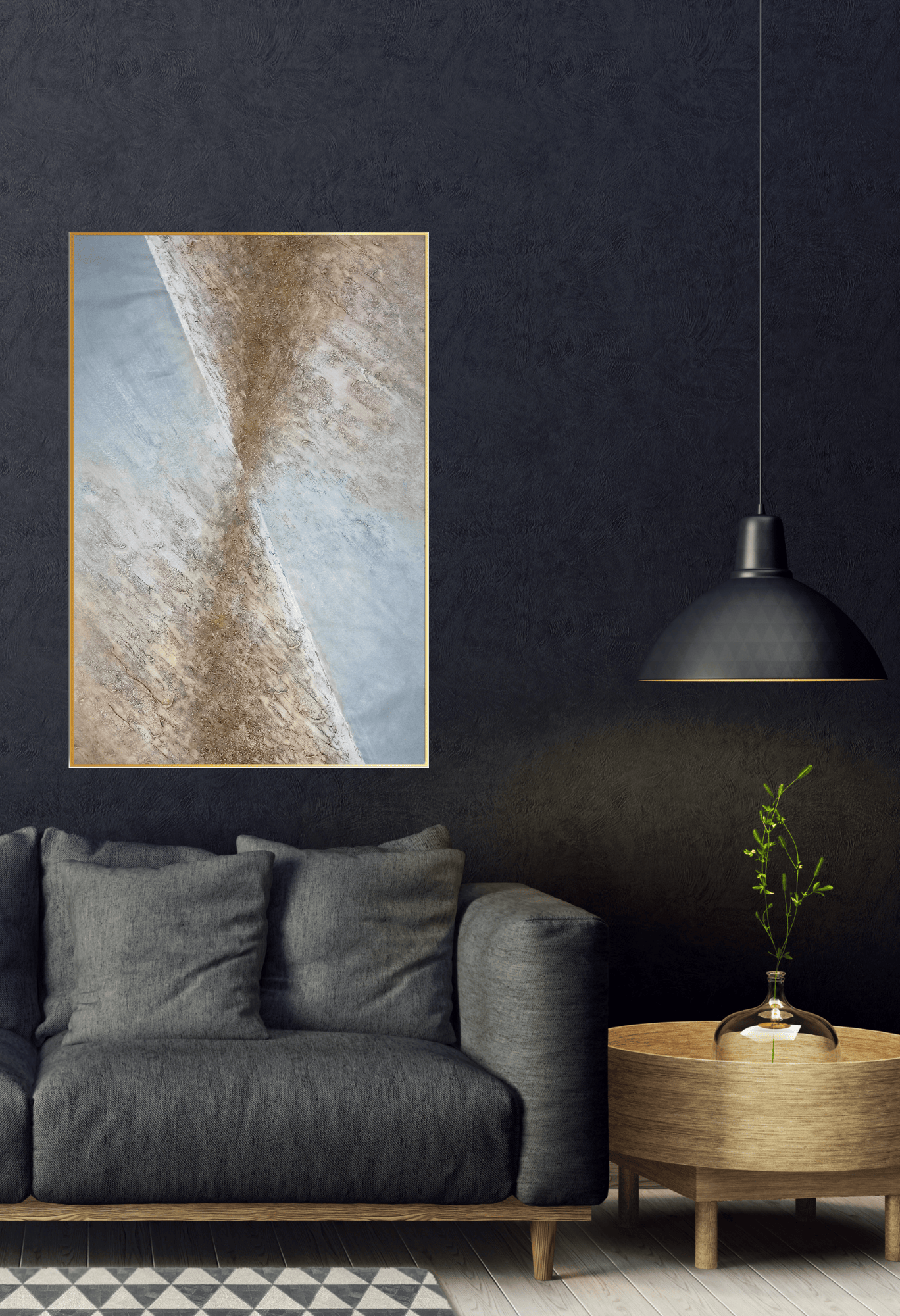 HP024 Abstract Minimalist Gray and Light Brown Hand-Painted Wall Decor
