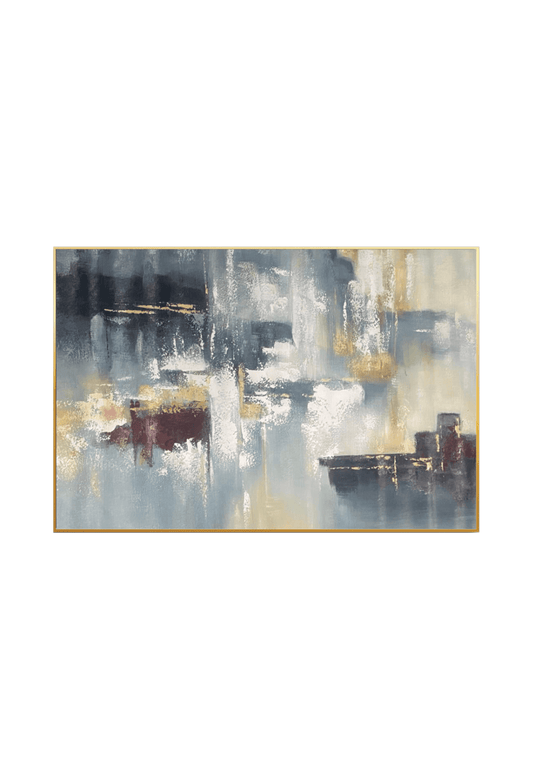 HP031 Abstract Gray and Maroon Hand-Painted Wall Decor