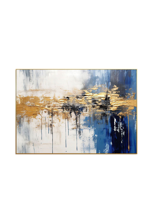 CP148 Blue and Gold Abstract Canvas Print Wall Decor