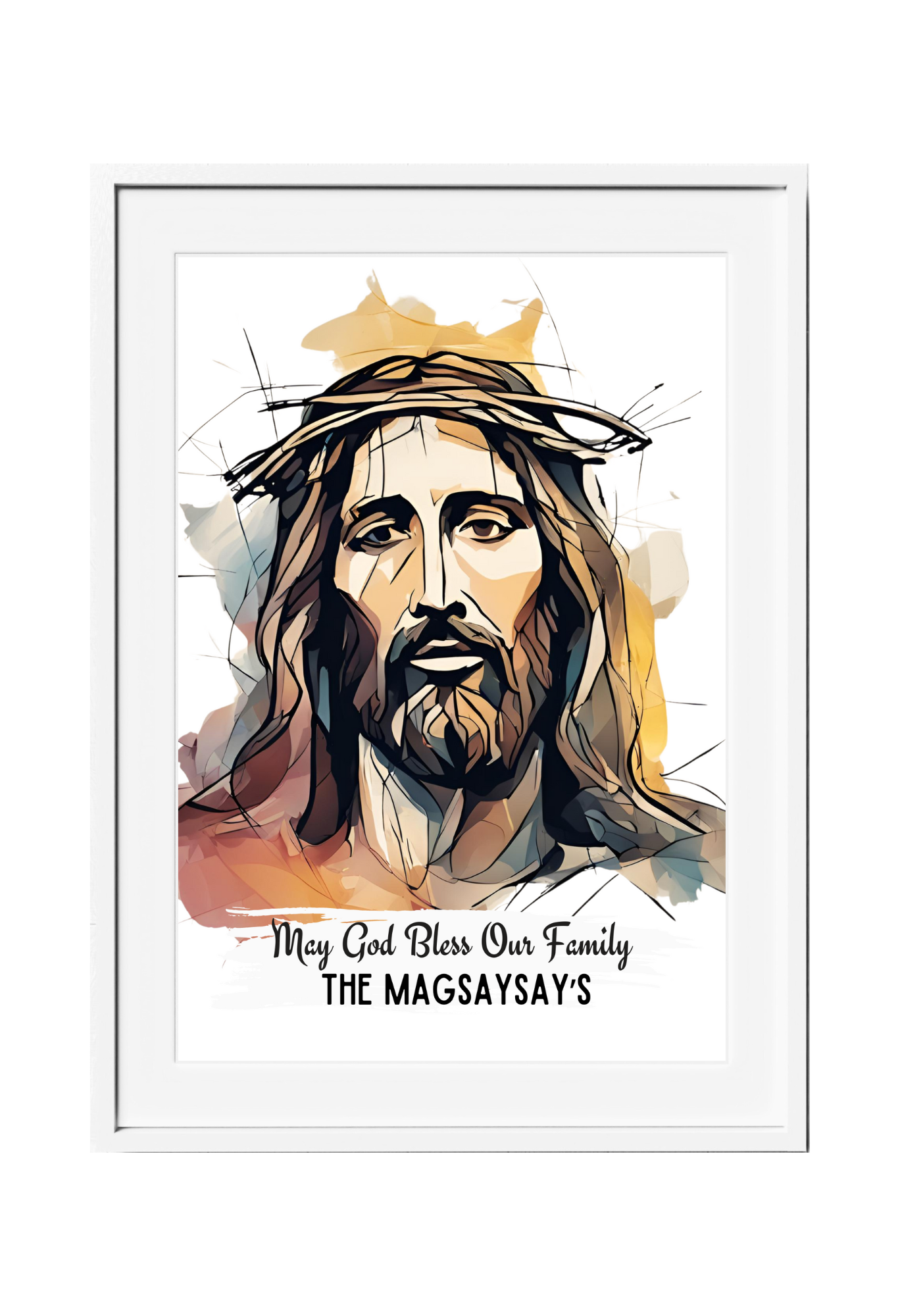 Personalized Jesus Watercolor-Effect Wall Art