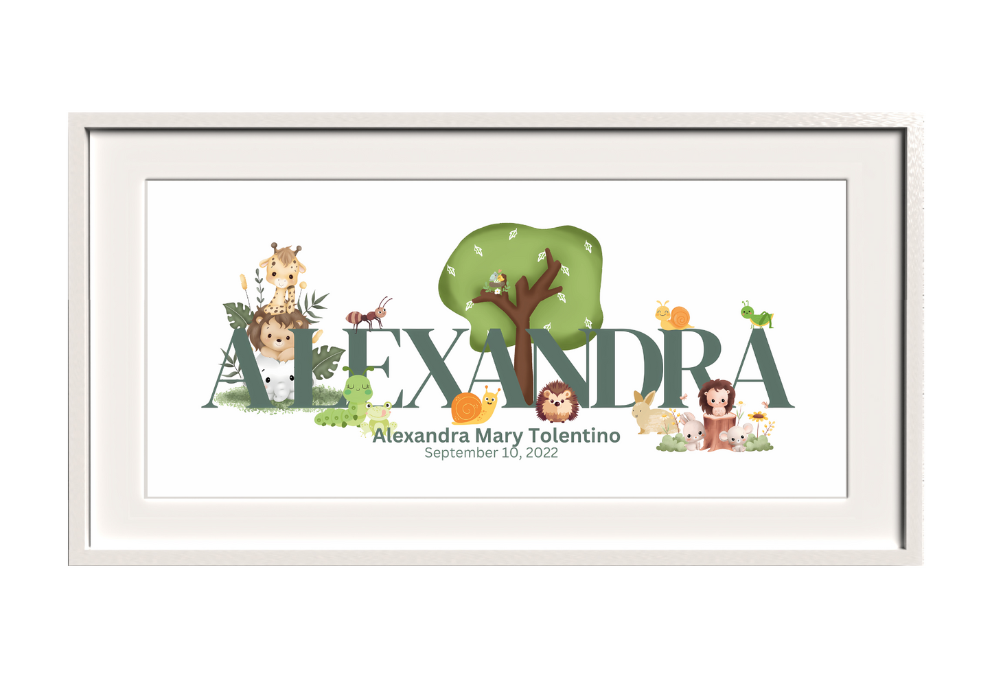 Personalized Kids Name Art Zoo Animals