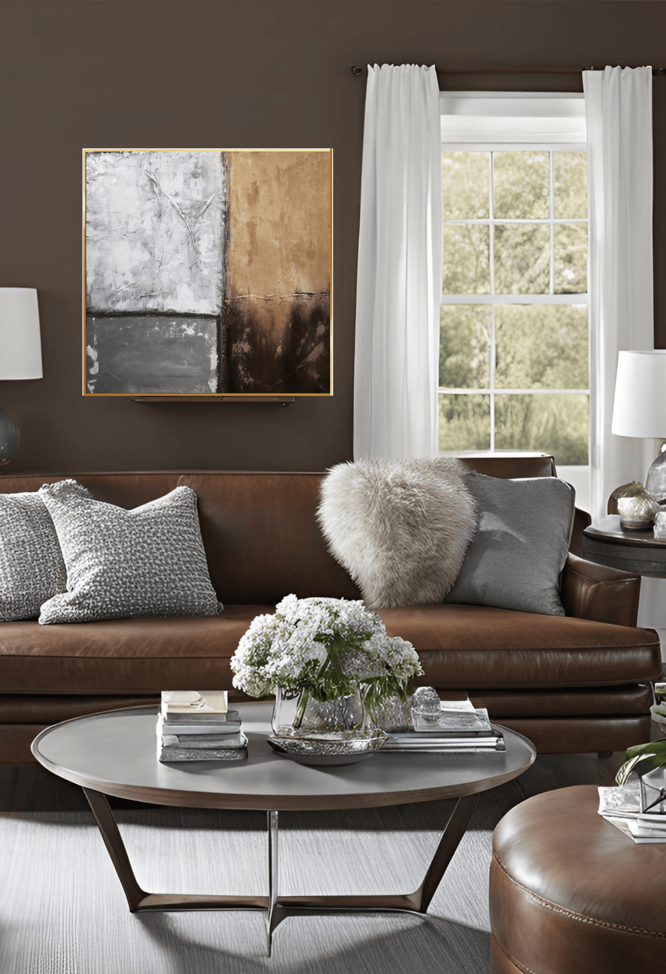 HP004 Brown Abstract Acrylic Hand-Painted Wall Decor