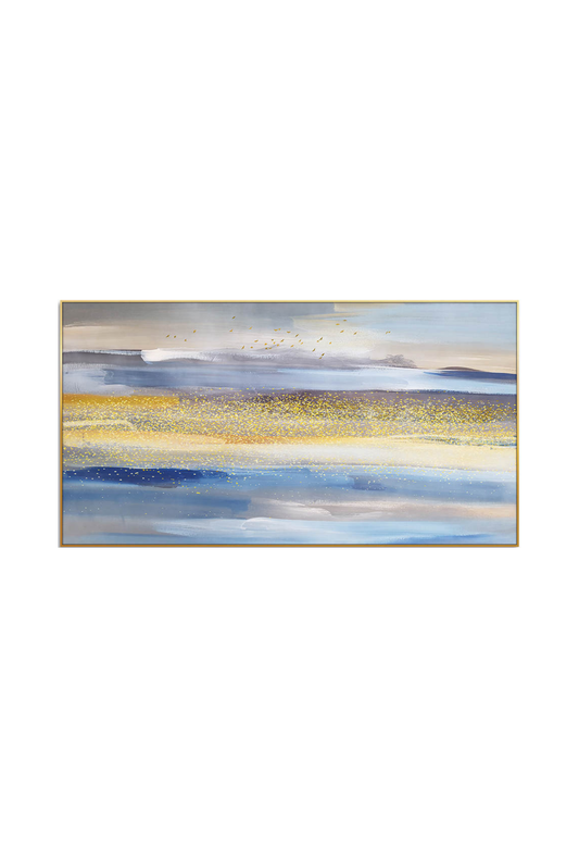 CP149 Blue and Gold Abstract Canvas Print Wall Decor