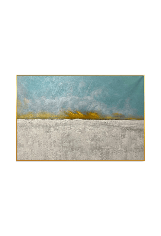 HP037 Abstract Blue and Gold Hand-Painted Wall Decor
