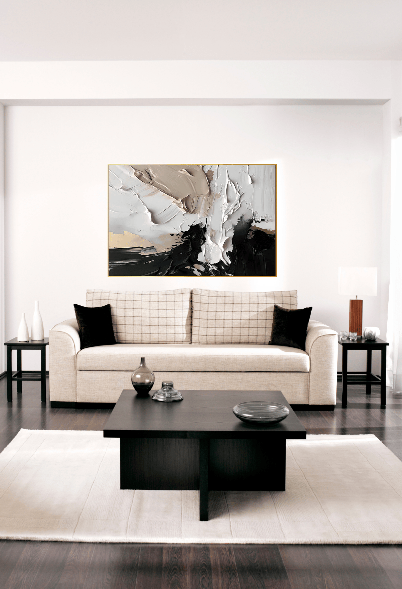 CP160 Brown, Black and White Abstract Canvas Print Wall Decor