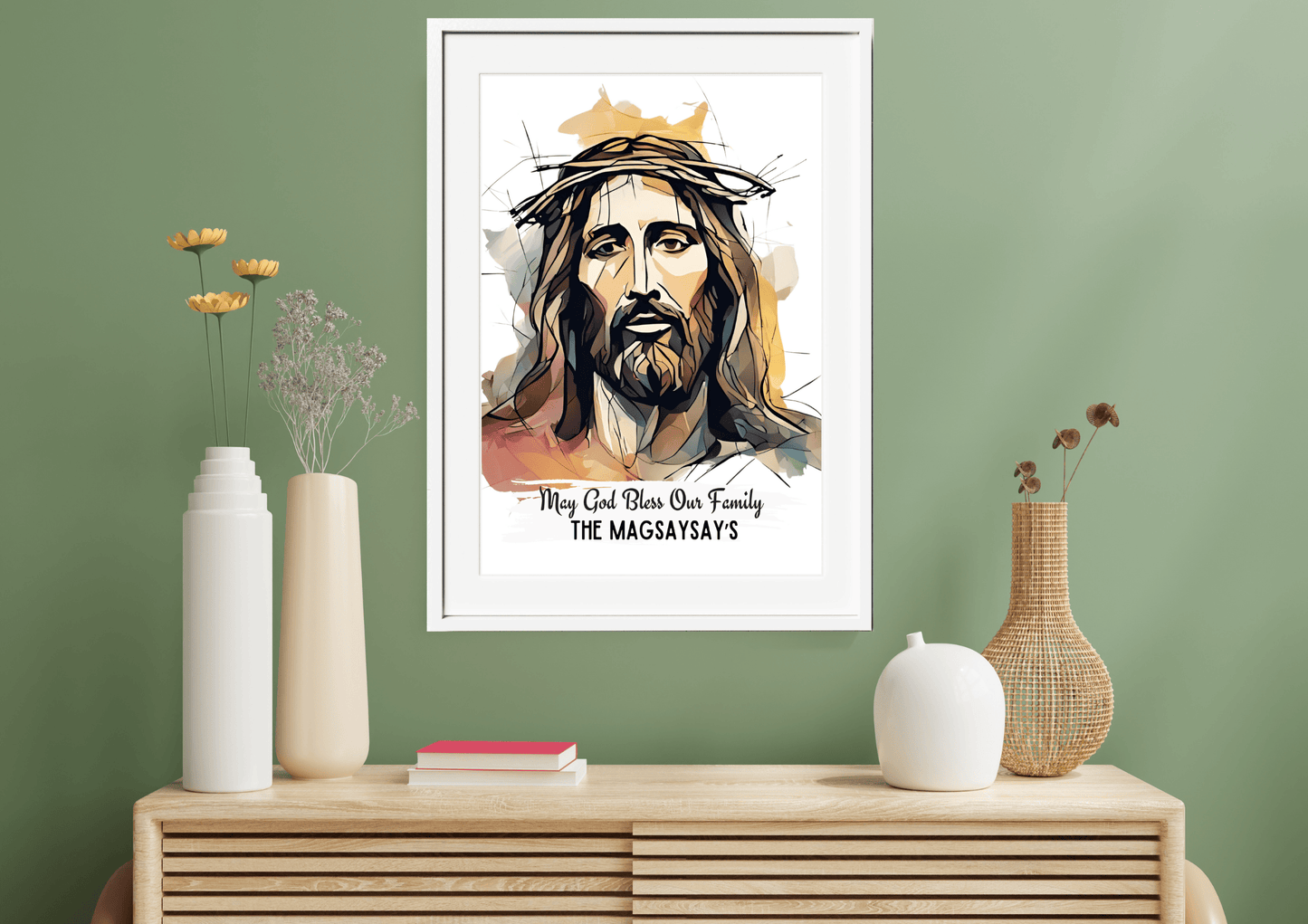 Personalized Jesus Watercolor-Effect Wall Art