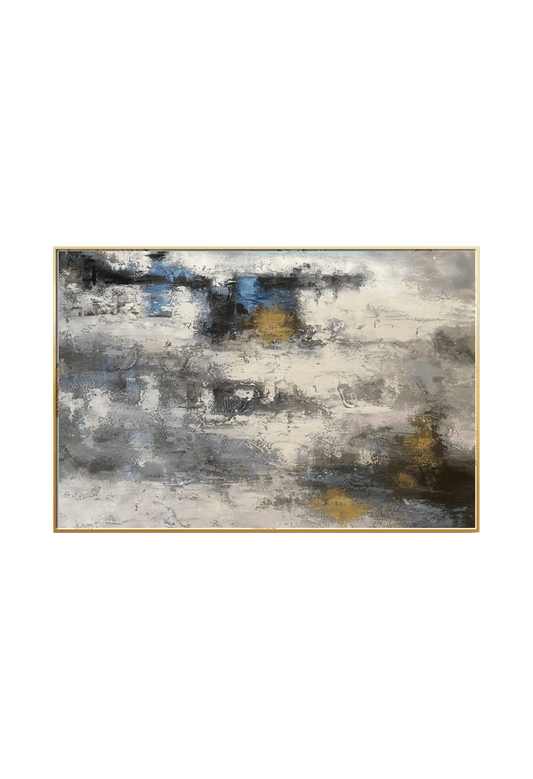HP033 Abstract Blue and Yellow Hand-Painted Wall Decor