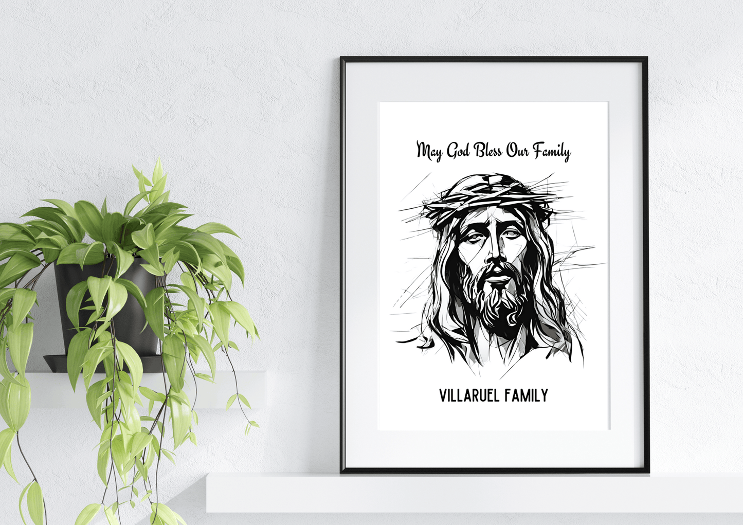 Personalized Jesus Pencil Sketch-Effect Wall Art
