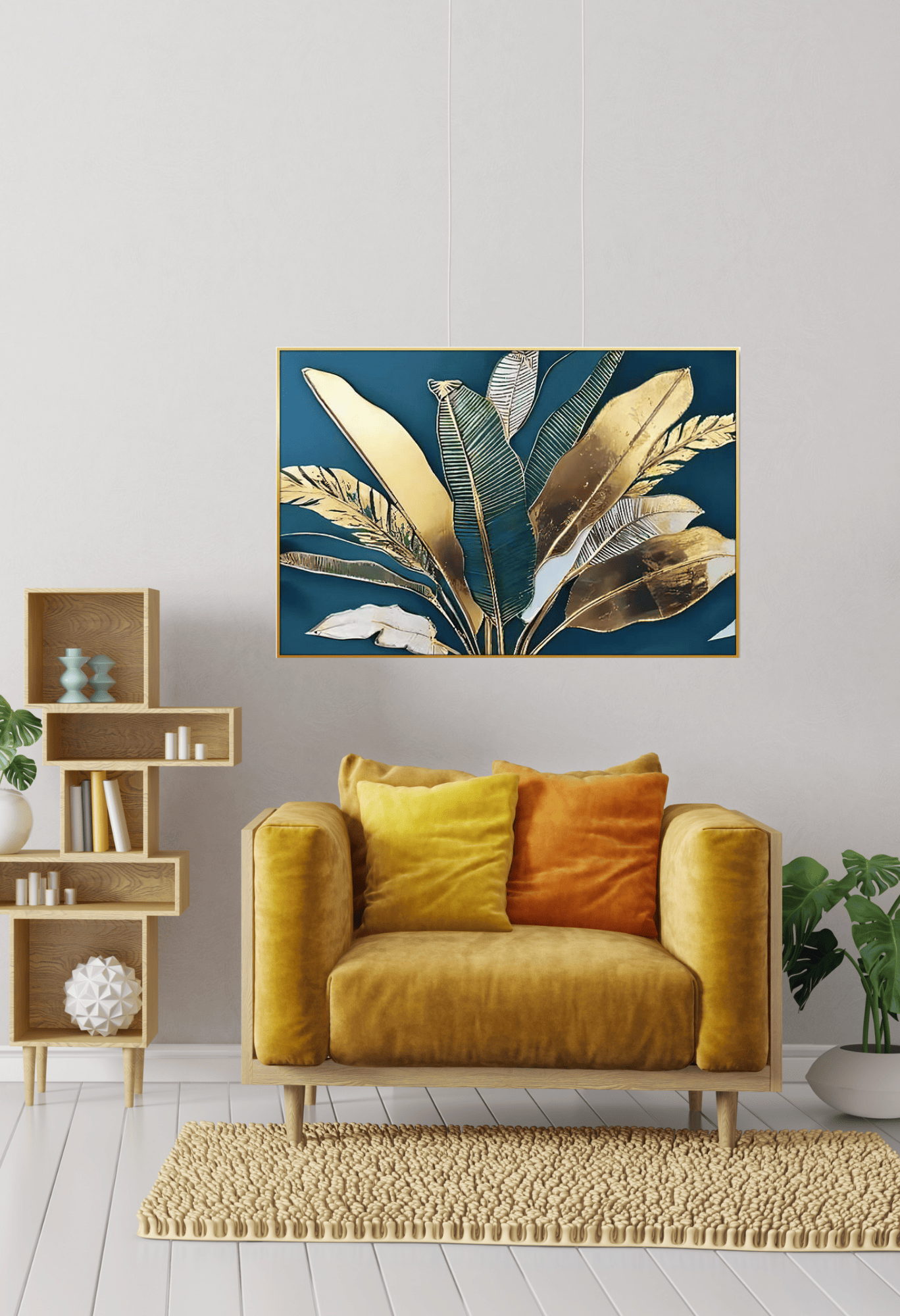 CP164 Green and Gold Leaf Canvas Print Wall Decor