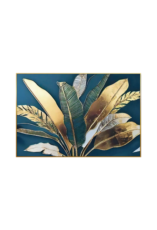 CP164 Green and Gold Leaf Canvas Print Wall Decor