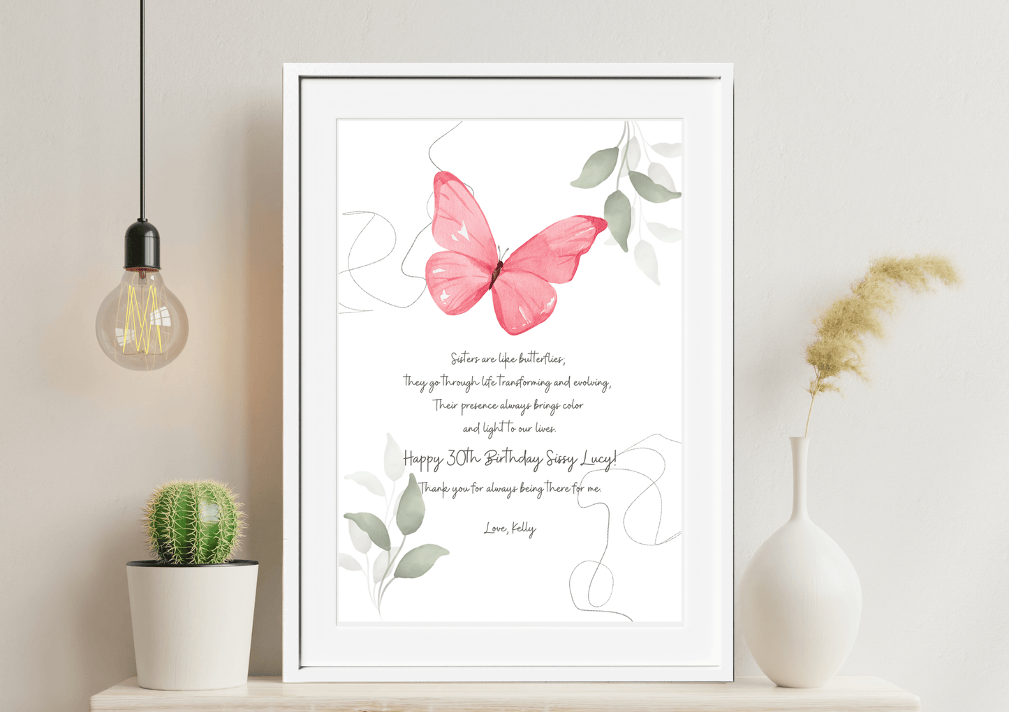 Personalized Happy Birthday Sister Wall Art