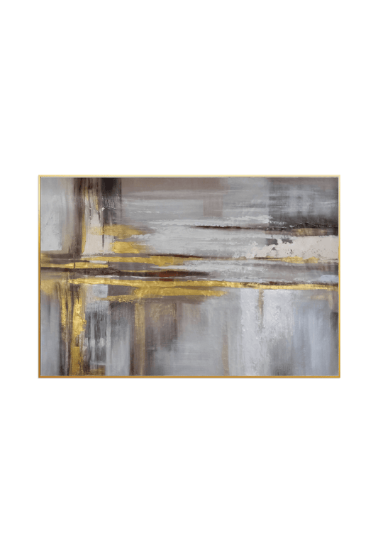 HP021 Abstract Neutral Colors with Gold Hand-Painted Wall Decor