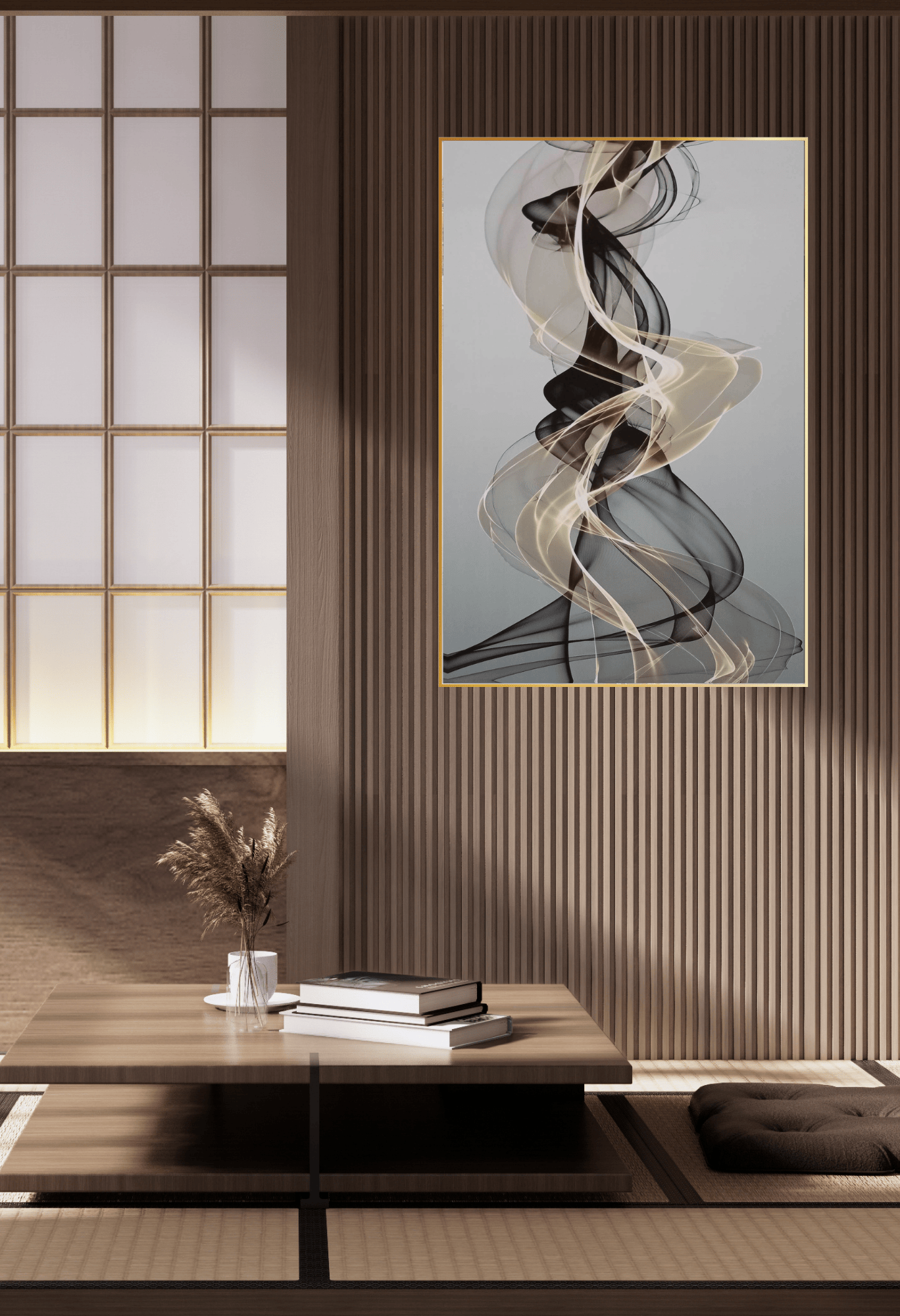 CP098 Neutral Black and Gold Abstract Canvas Print Wall Decor
