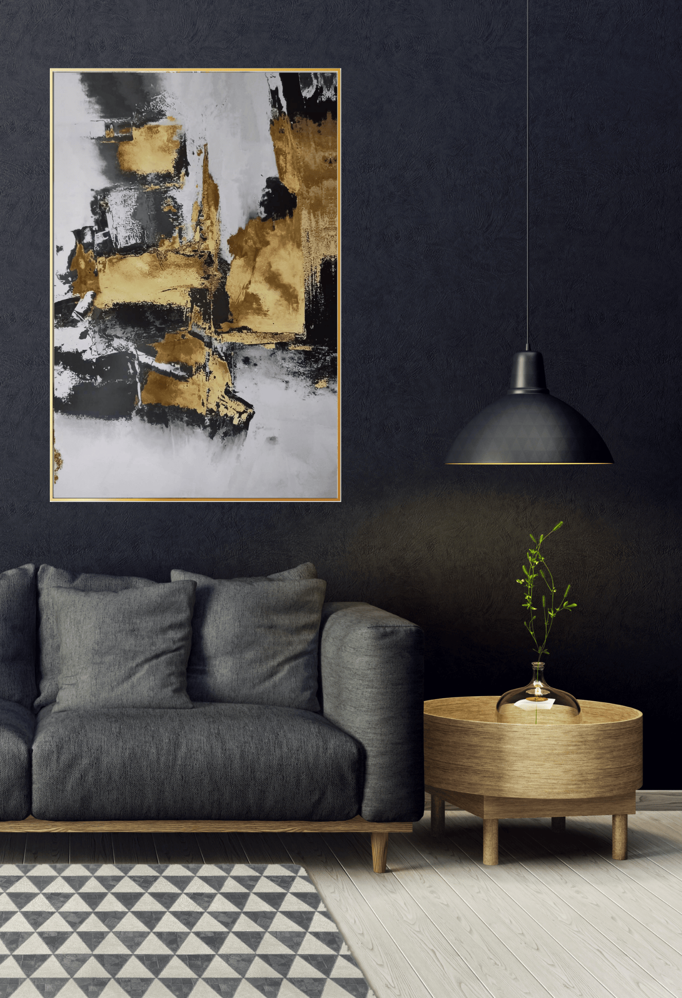 CP099 Black and Gold Abstract Canvas Print Wall Decor