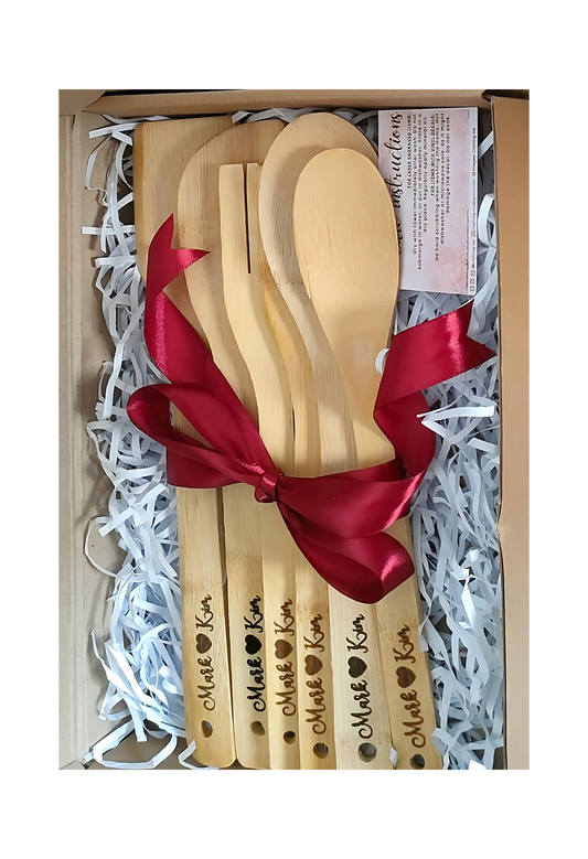 Personalized 6-Piece Bamboo Cooking or Baking Tool Set