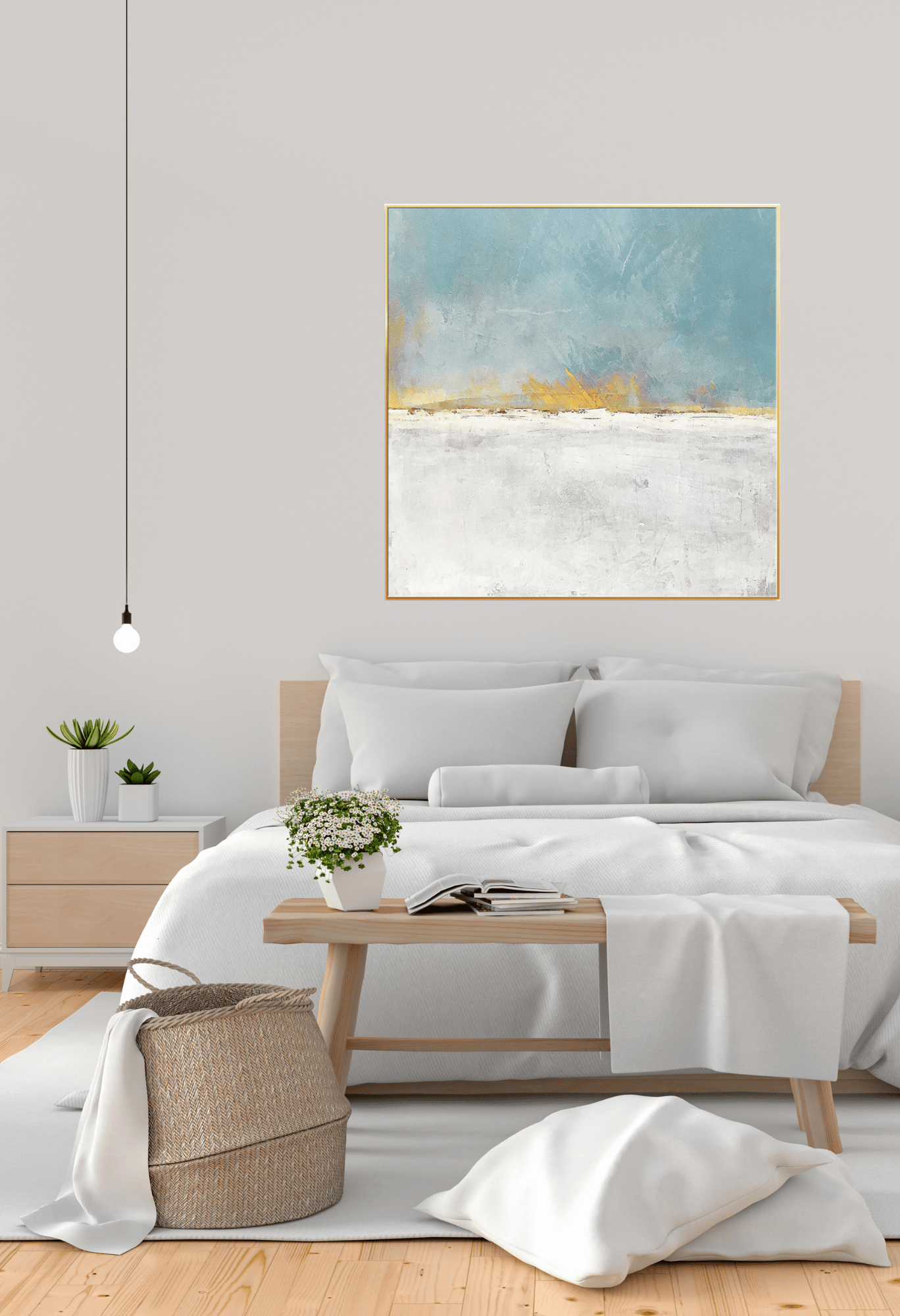 CP039040 Modern Blue, White, and Gold Abstract Design Canvas Prints Wall Decor