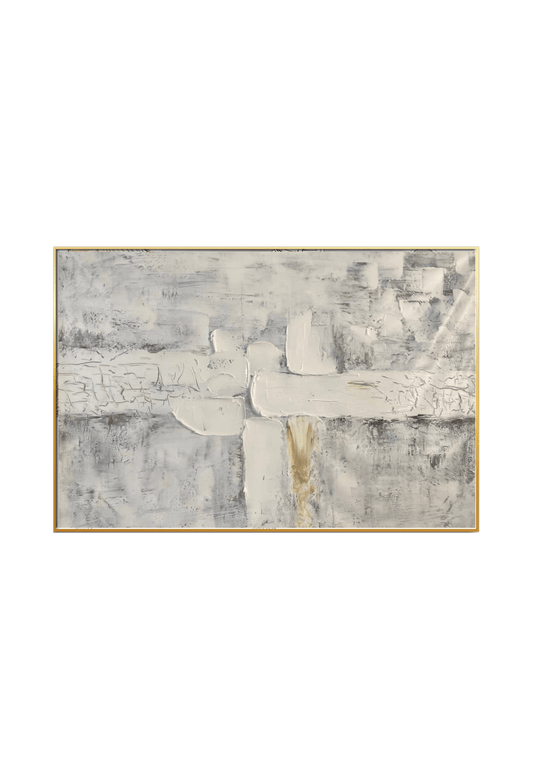 HP028 Minimalist White Hand-Painted Wall Decor