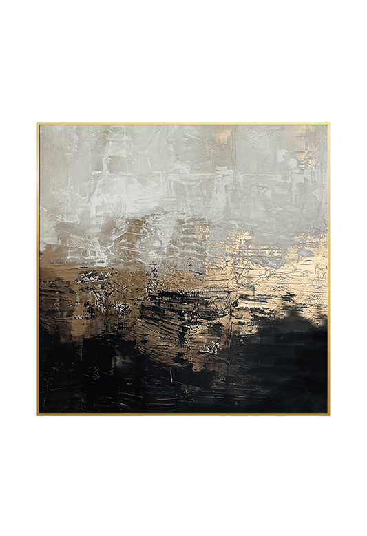 CP125 Black, Gold, and Beige Abstract Canvas Print Wall Decor