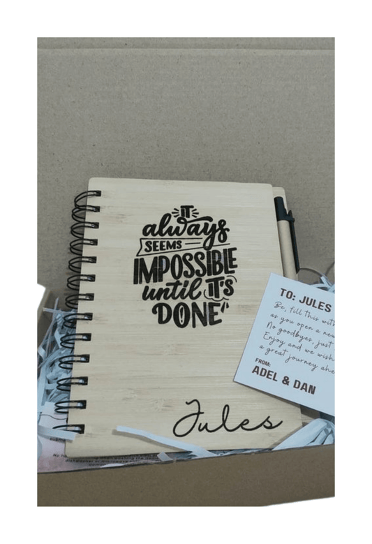 Personalized Bamboo Notebook/Journal and Pen Set