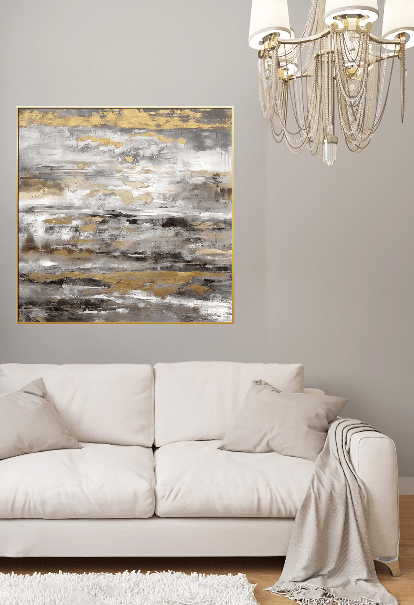 CP123 Gold and Gray Abstract Design Canvas Print Wall Decor