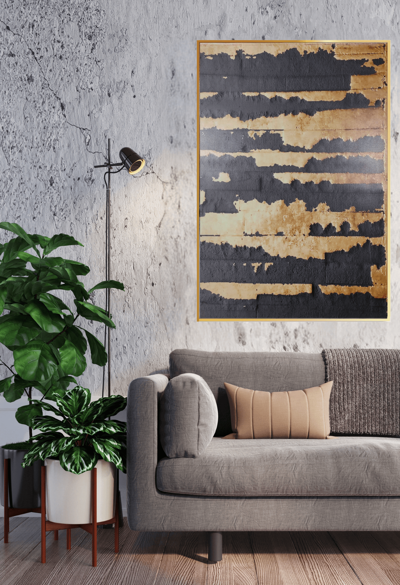 CP071 Black and Gold Abstract Design Canvas Print Wall Decor