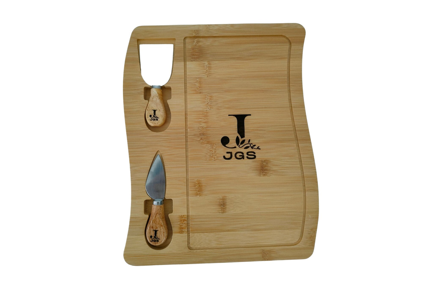 Personalized Engraved Bamboo Cheeseboard (2 Knives)