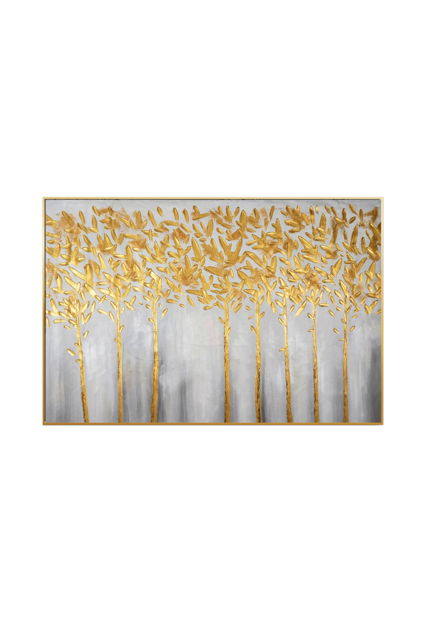 HP025 Minimalist Gold Trees Hand-Painted Wall Decor