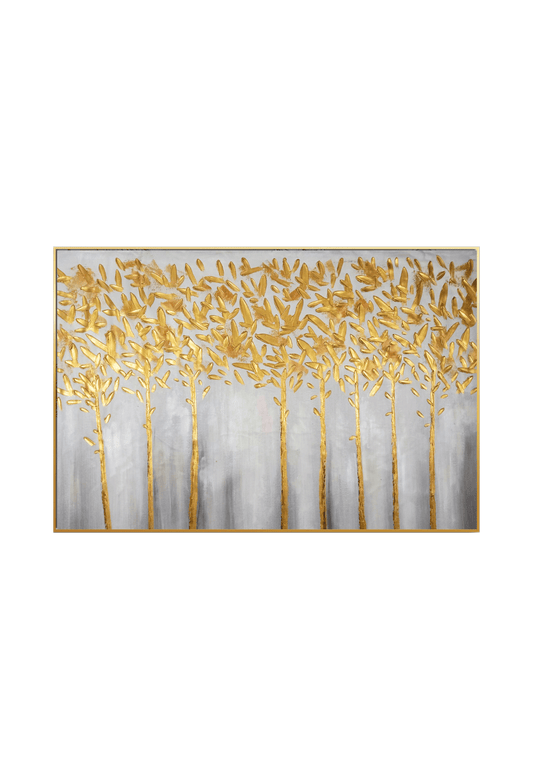HP025 Minimalist Gold Trees Hand-Painted Wall Decor