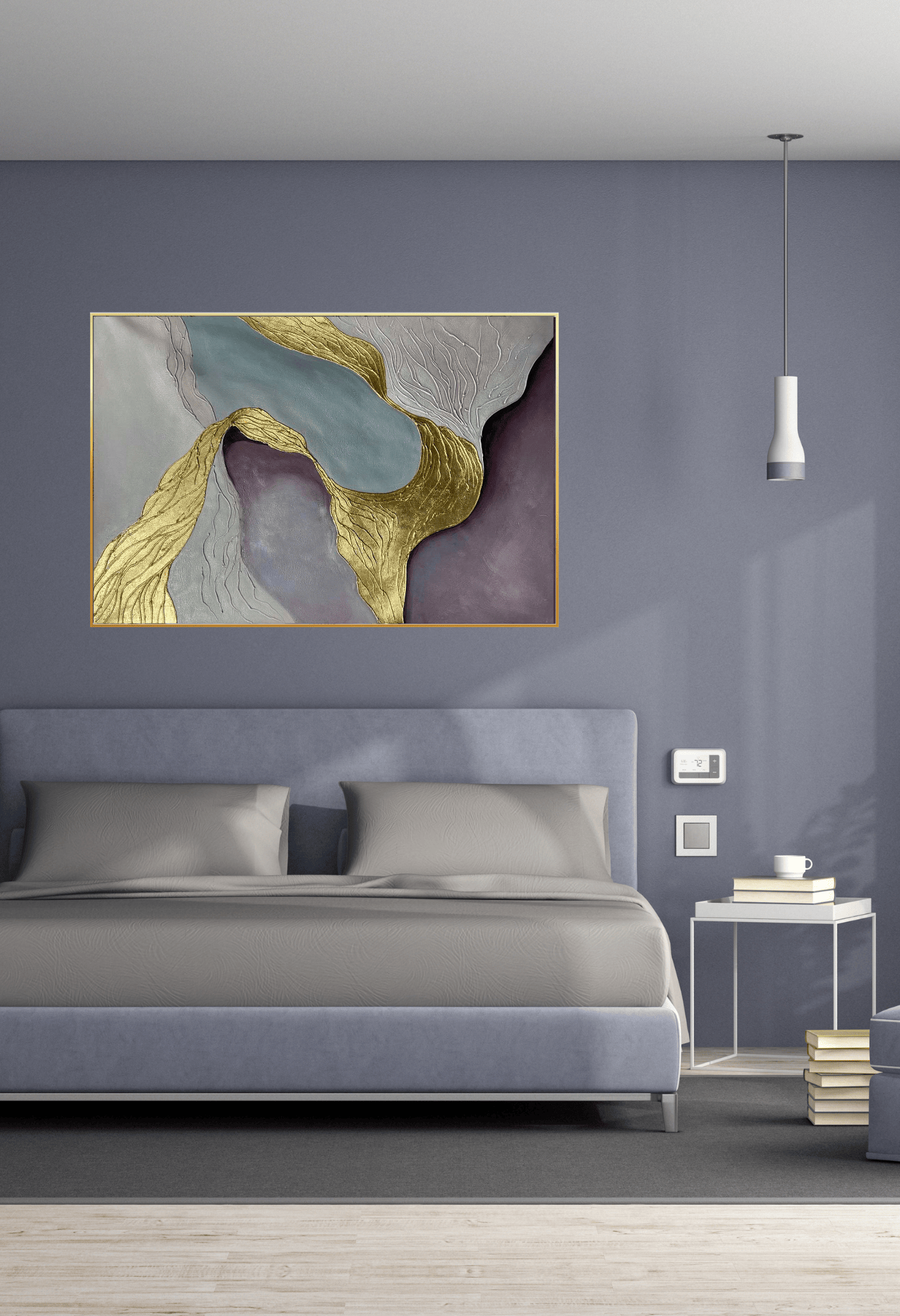 HP027 Abstract Gray and Bronze Hand-Painted Wall Decor