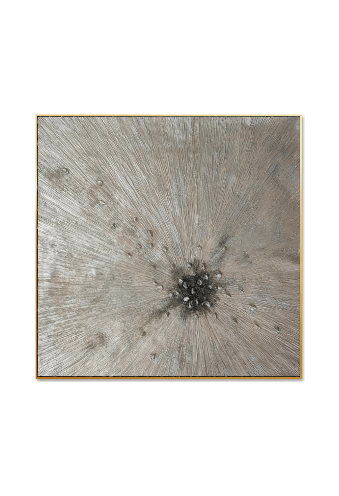 HP006 Beige and Silver Sunburst Abstract Acrylic Hand-Painted Wall Decor