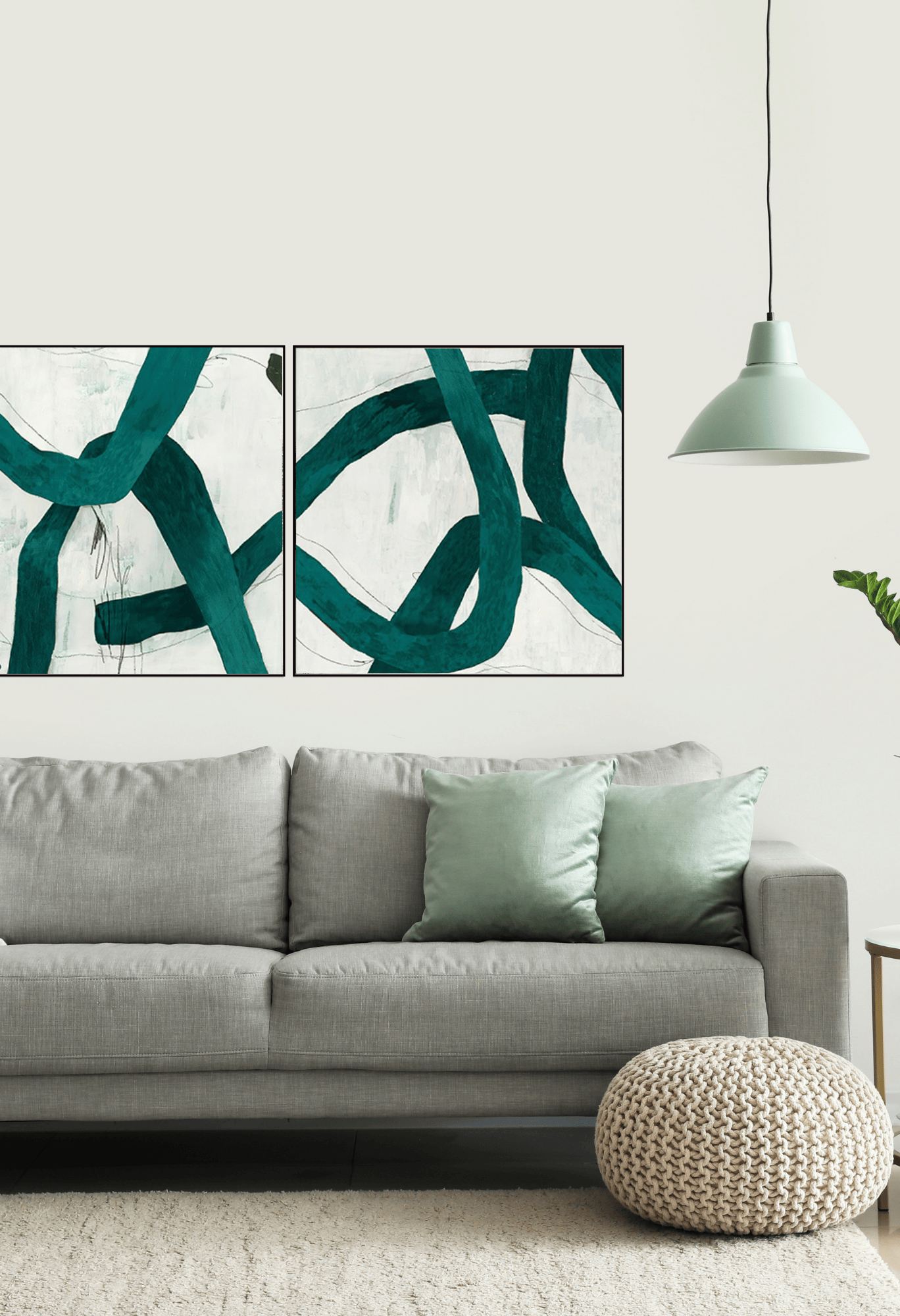 CP033034 Modern Shades of Green Abstract Design Canvas Prints Wall Decor