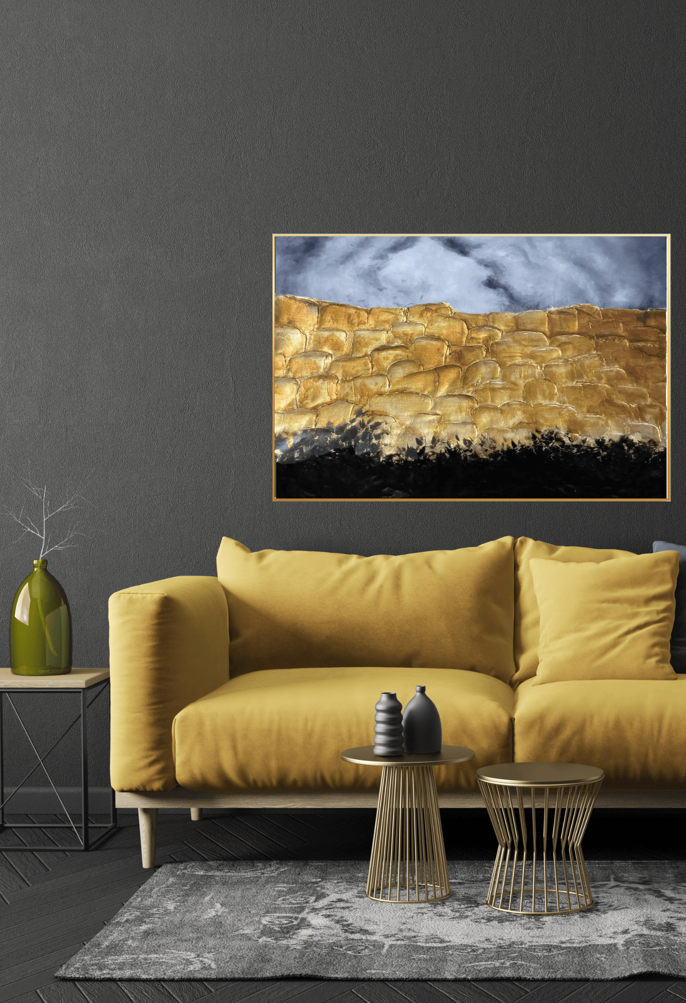 HP046 Abstract Gray and Bronze Hand-Painted Wall Decor