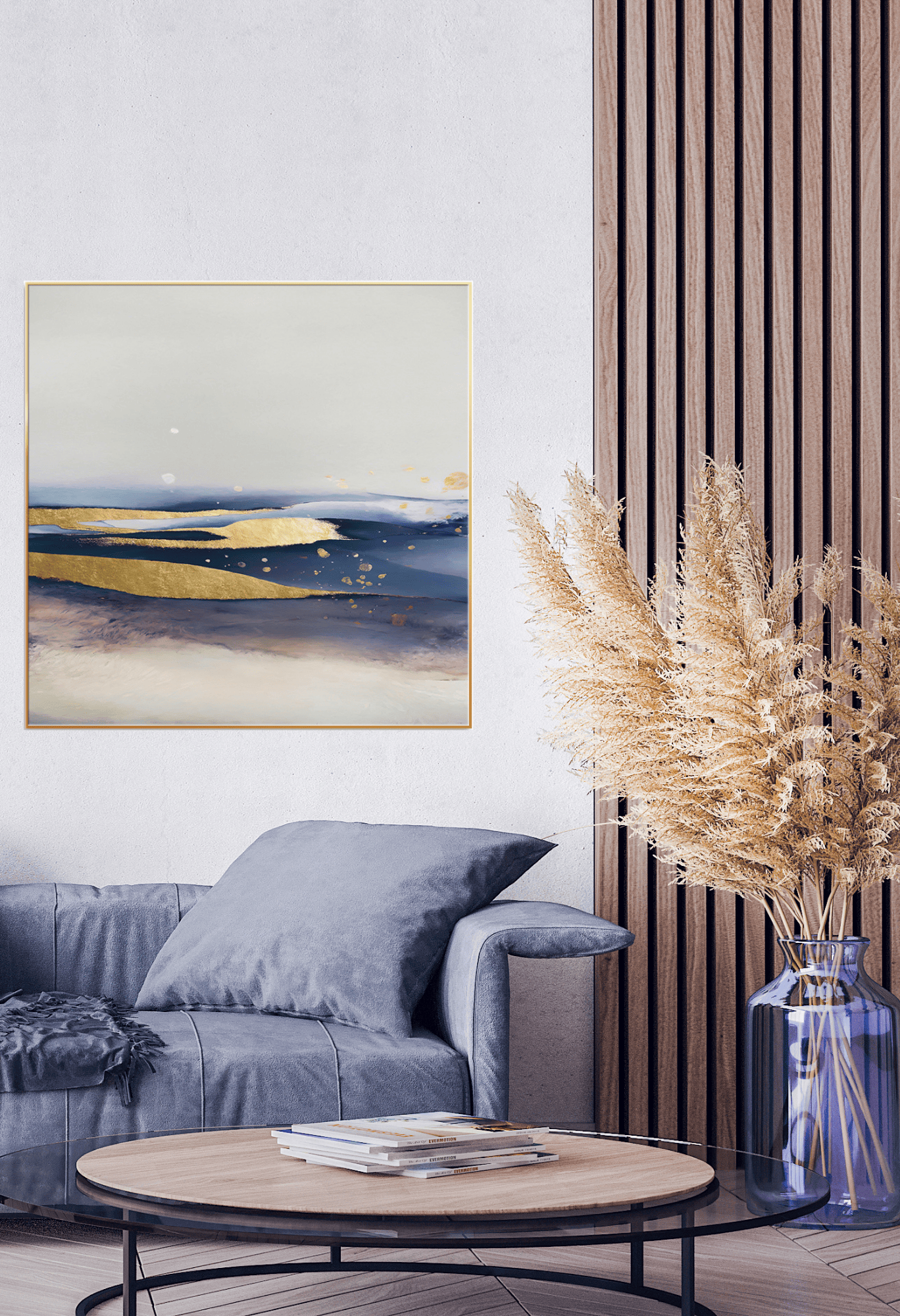 CP039040 Blue and Gold Abstract Design Canvas Prints Wall Decor