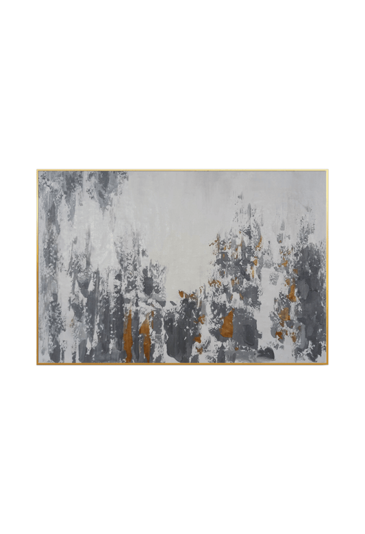 HP034 Abstract Gray and Gold Hand-Painted Wall Decor
