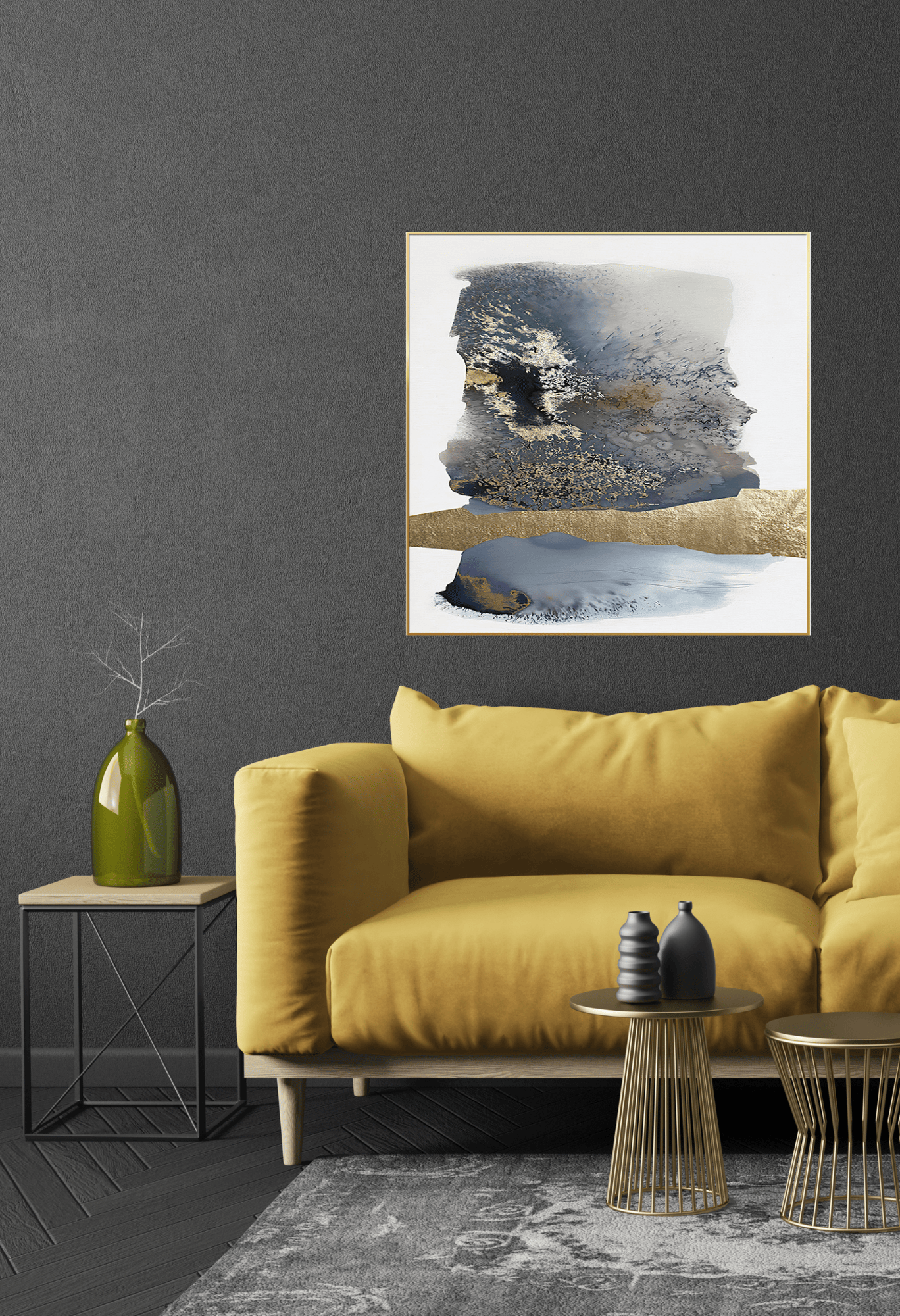 CP039040 Blue and Gold Abstract Design Canvas Prints Wall Decor