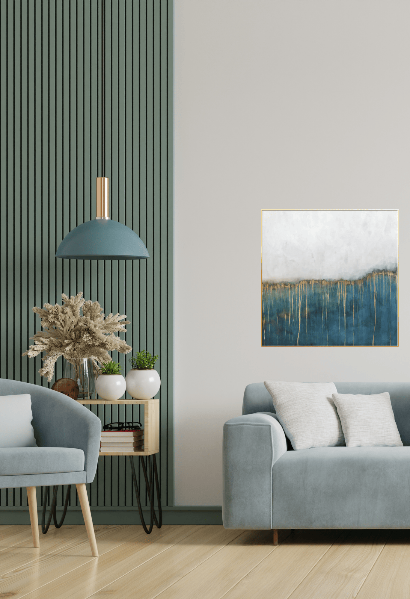 CP042043 Blue and Gold Abstract Design Canvas Prints Wall Decor