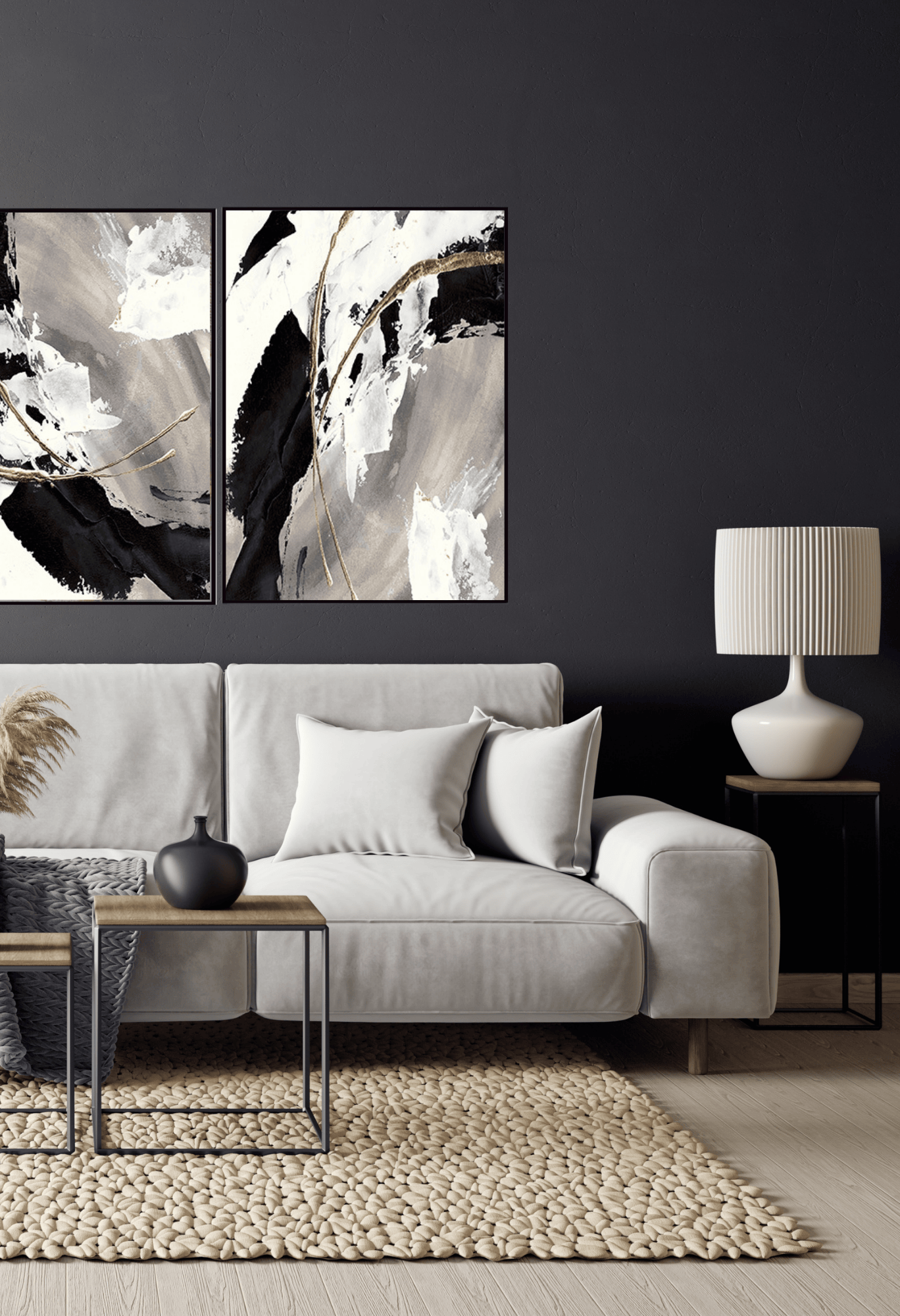 CP056057 Abstract Black, Brown and White Canvas Prints Wall Decor